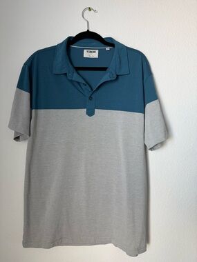 Linksoul Two-Tone Teal and Light Gray Men's Polo